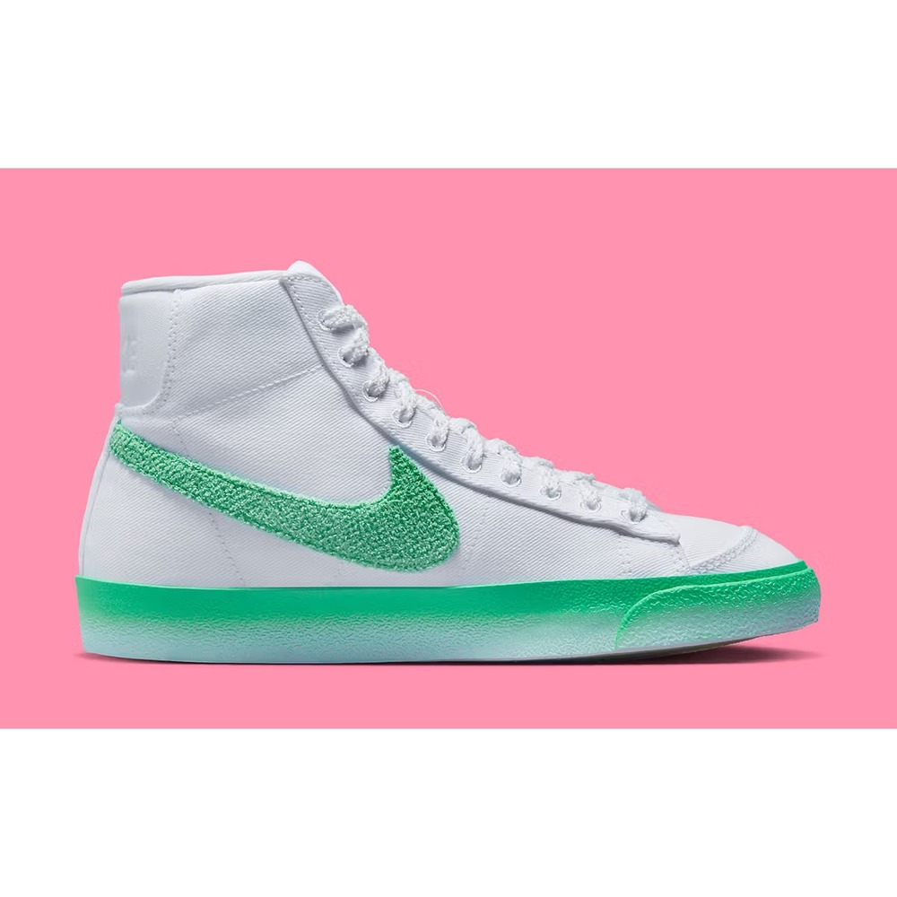 Women's Size 6.5 Nike Blazer Mid '77 Hi Top White Green Fade Shoes FJ4547-100
